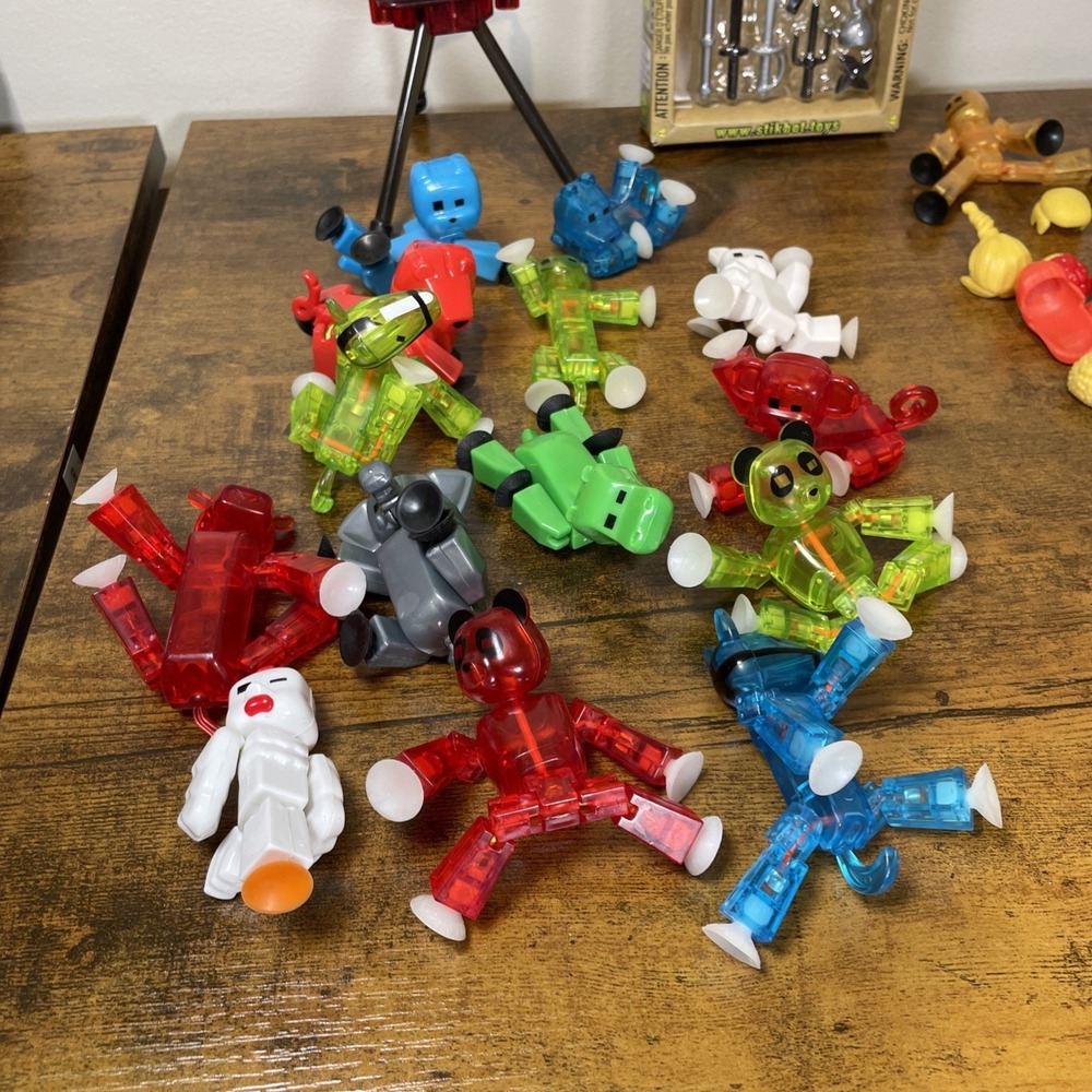 Stikbot Mixed Lot Animals, Figures, Action Packs, Stand, Stage and Backgrounds